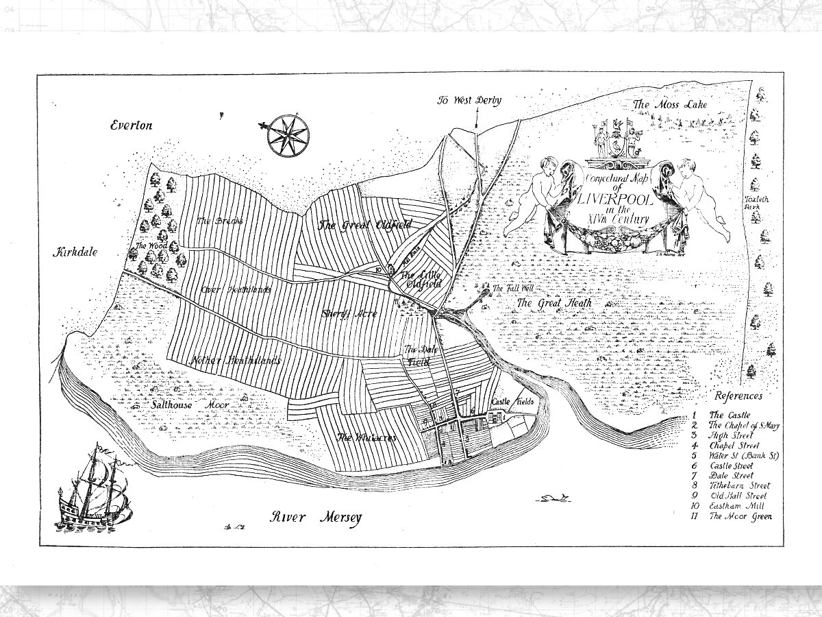 Extract of map 14th century Liverpool: a conjectural map