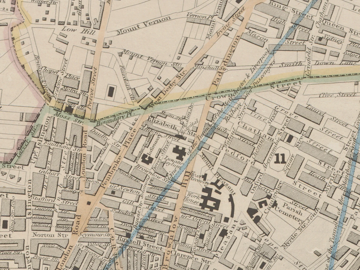 Extract of map 1854: Liverpool with its Parliamentary and municipal boundaries