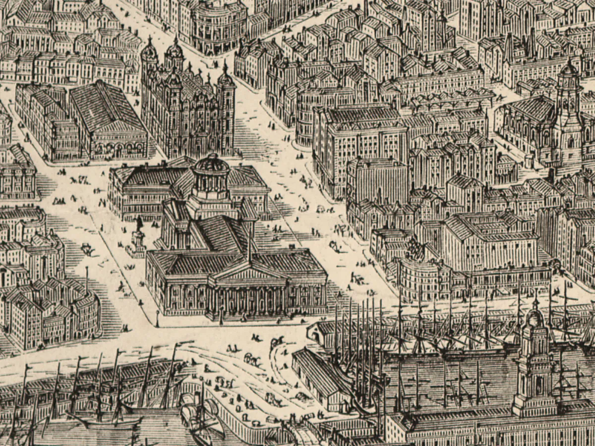 Extract of map 1865: Illustrated London News View of Liverpool from the Mersey
